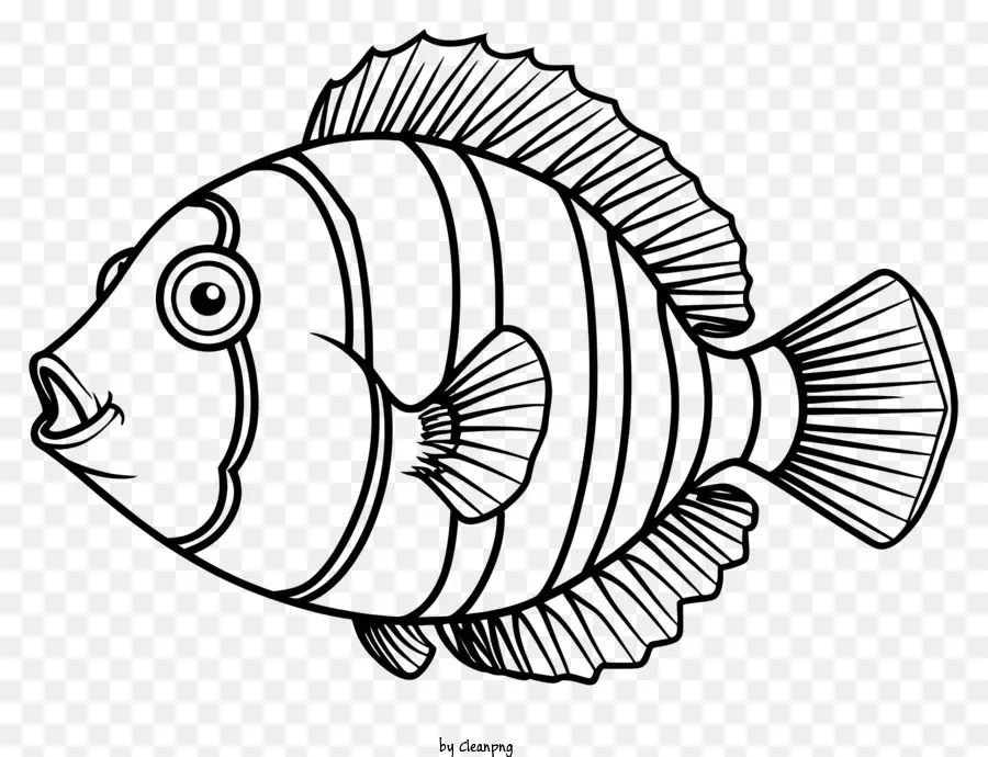 pesce pesce e nero pesce lunghe pinne taglienti a punta coda - Immagine dettagliata di un pesce nuoto realistico
