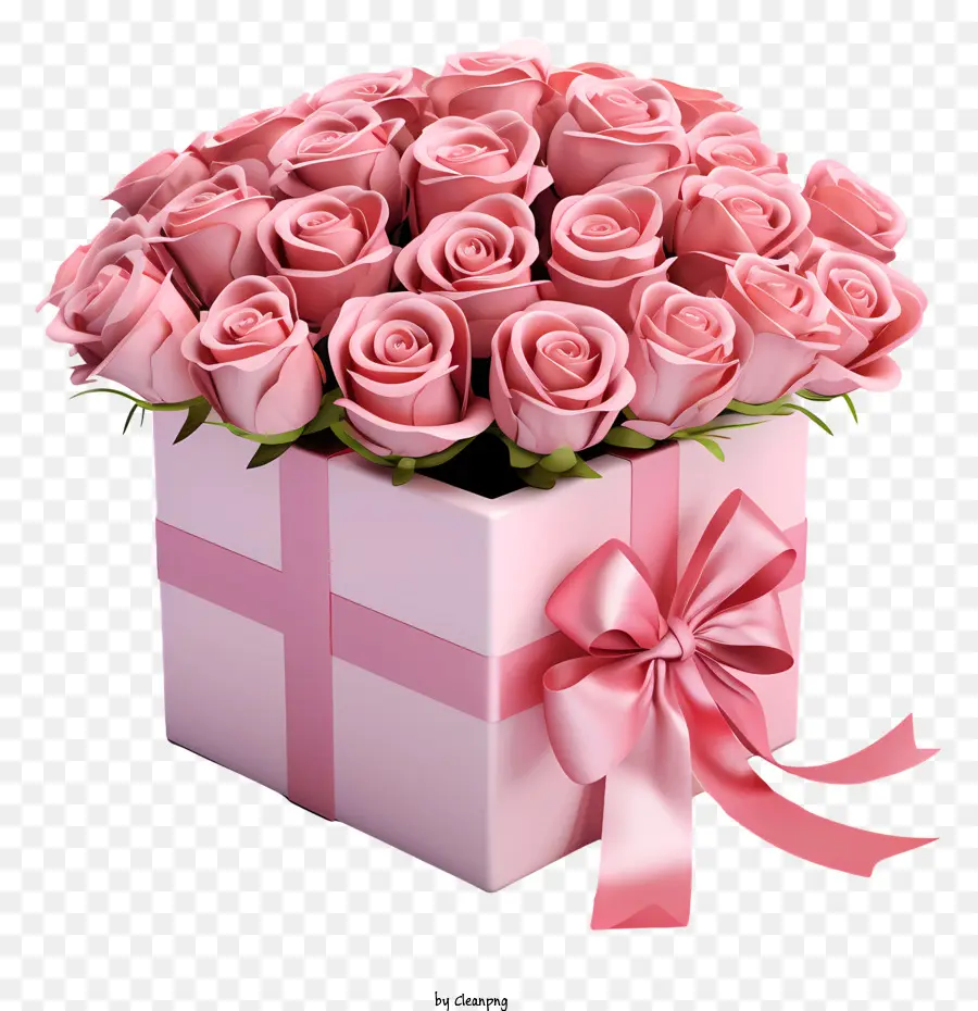 rosa Rosen - Bild: rosa Geschenkbox mit symmetrischen rosa Rosen