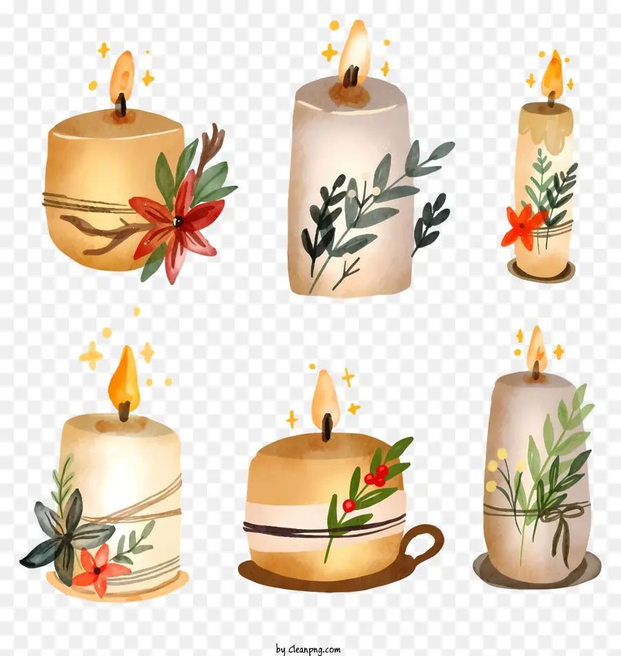 candele accoglienti a lume di candela candela candela candele - Disposizione delle candele con elementi decorativi su nero