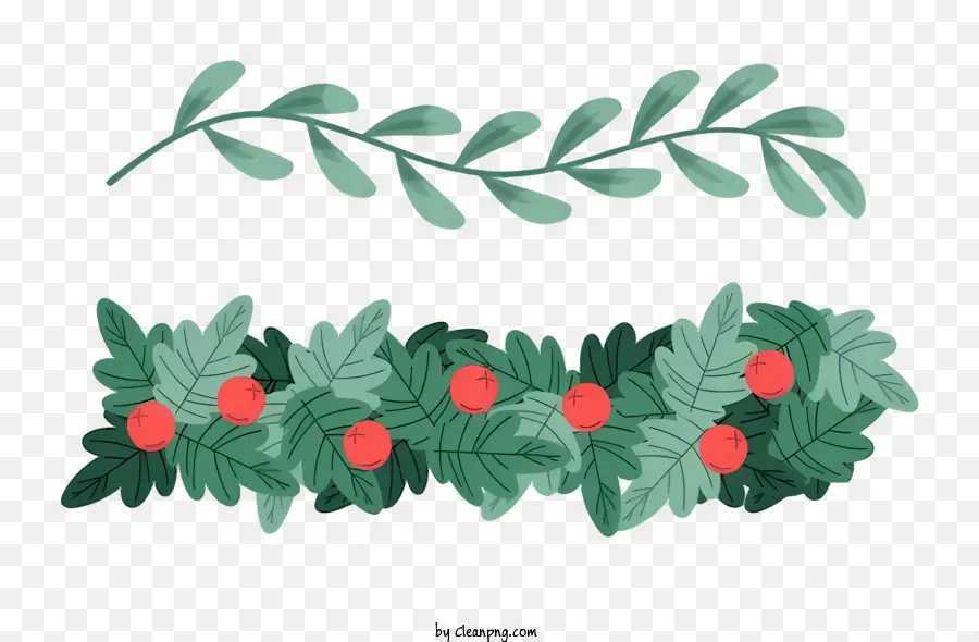 ghirlanda di natale - Foglia verde e ghirlanda di bacche con fiocco rosso