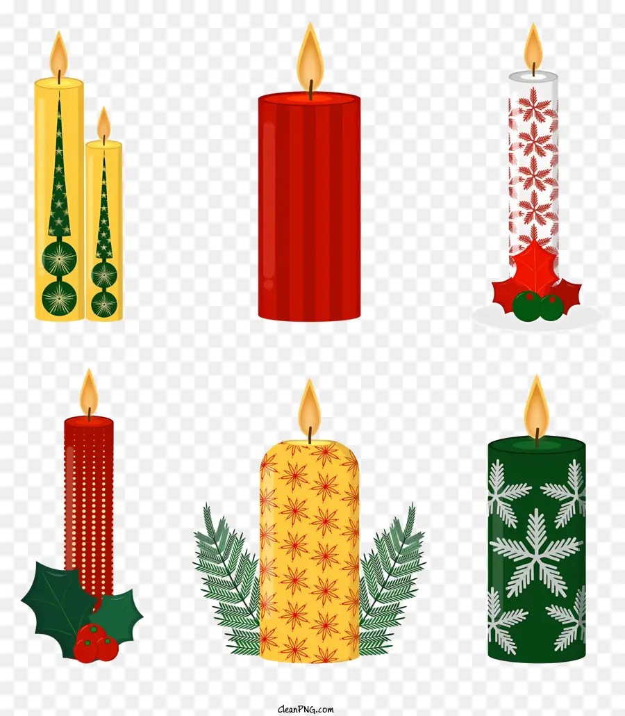 Weihnachten Kerzen - Festliche Kerzen mit Holly und rotem Band