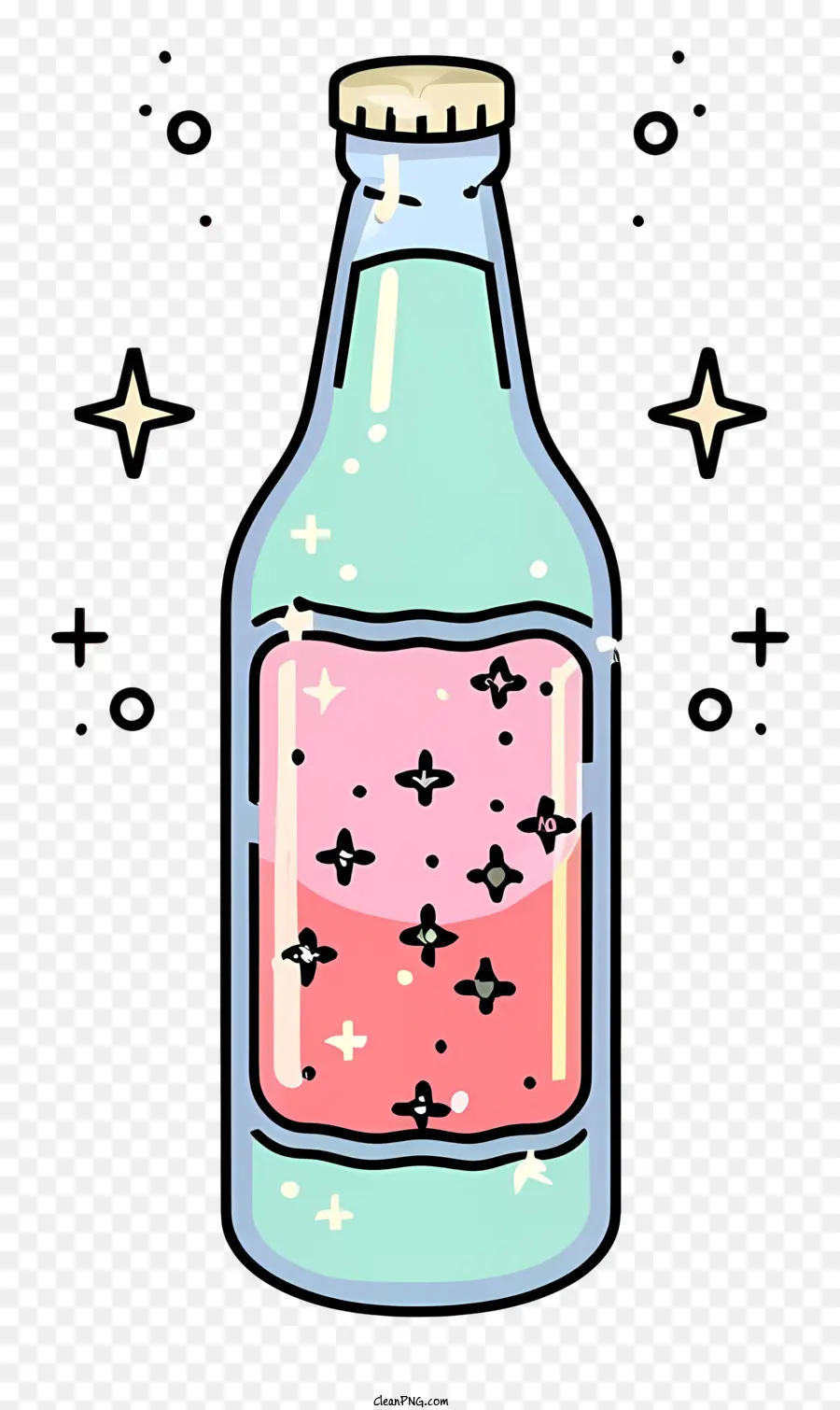Glasflasche Flüssigkeit mit blasen rosa flüssigen schaumigen Textur -Glasflaschenstopper - Rosa schaumige Flüssigkeit in klarer Glasflasche