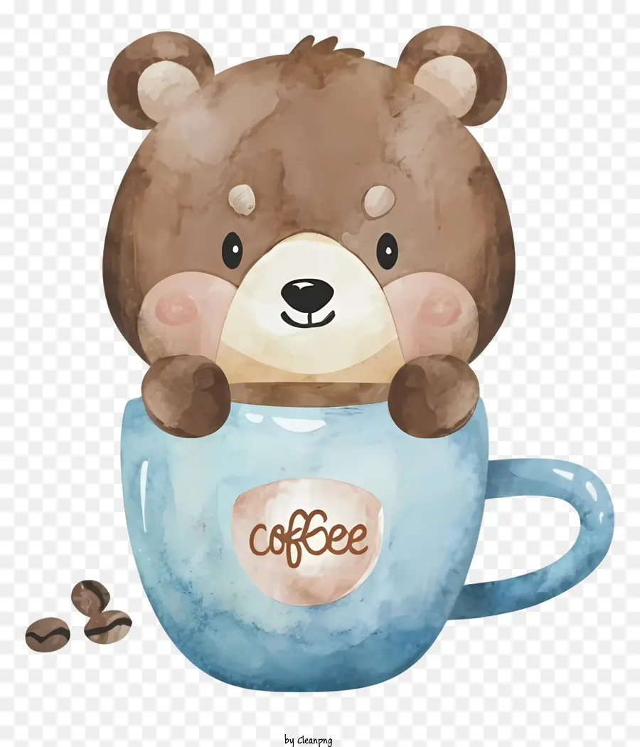Kaffeetasse - Cartoonbär in Kaffeetasse und Kaffee genießen