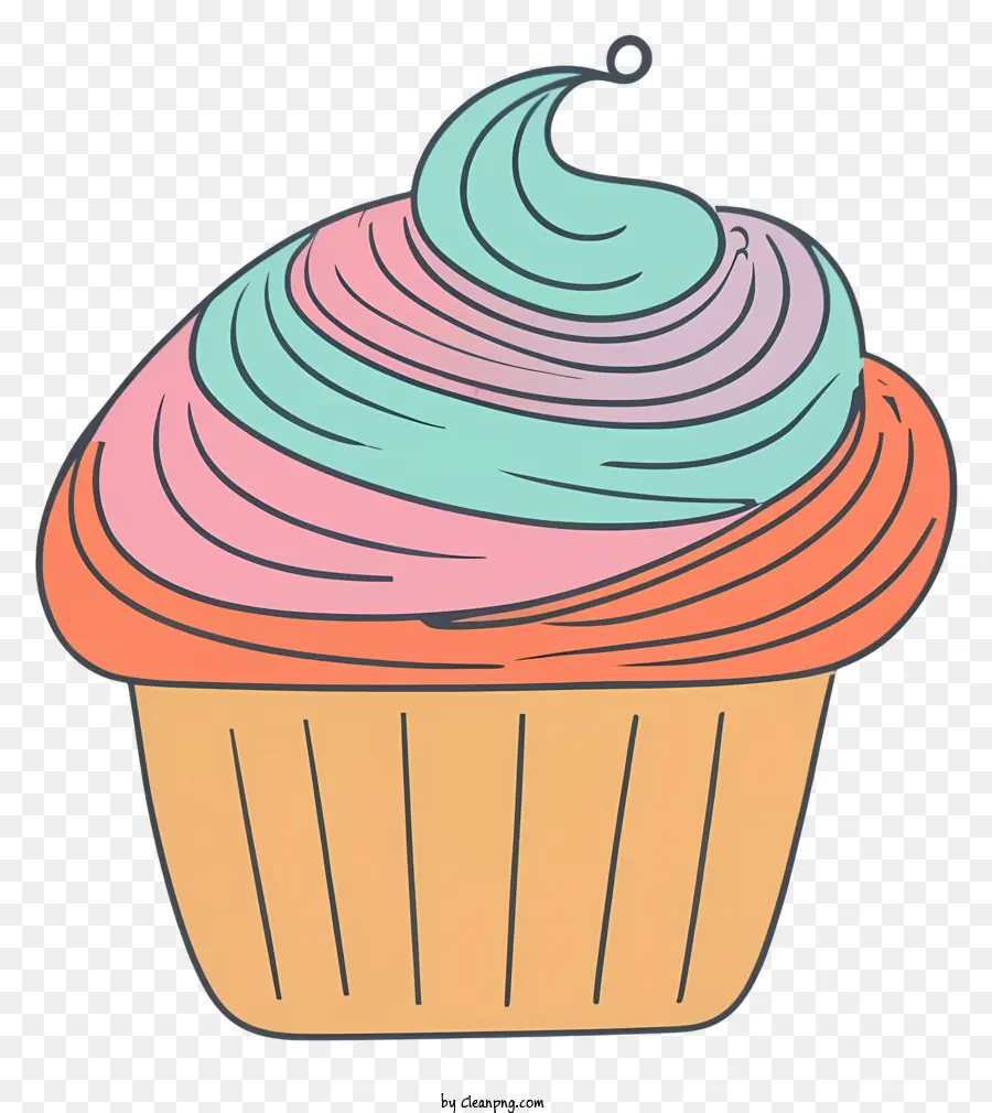 Streusel - Buntes Cupcake mit hellem Zuckerguss und Streusel