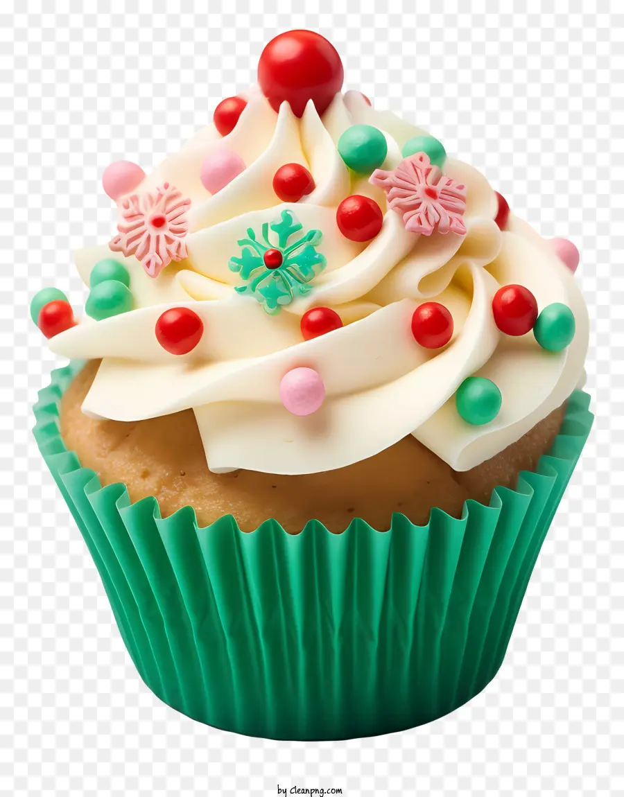 sinh nhật cupcake - Cupcake với frosting trắng và toppings kẹo