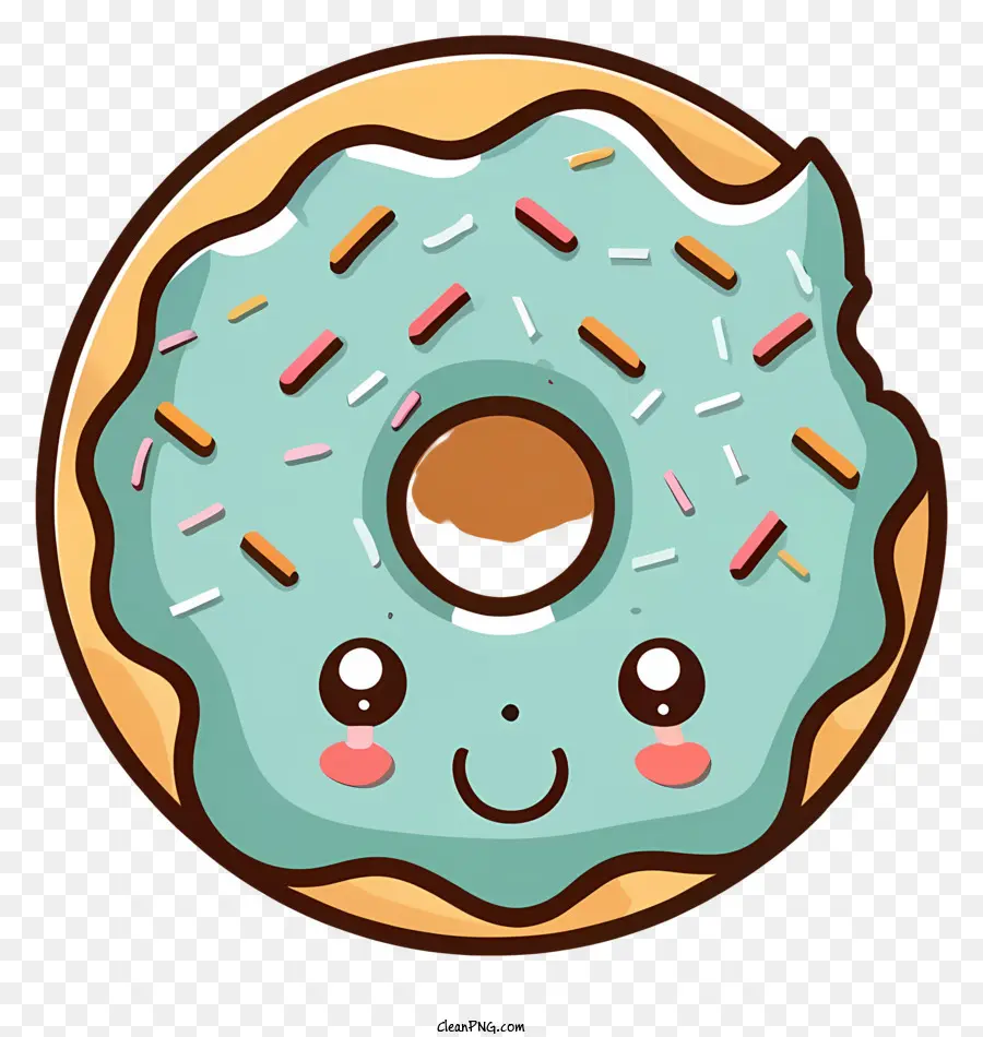 Donut - Lächelnder Donut mit blauem Zuckerguss und Streusel