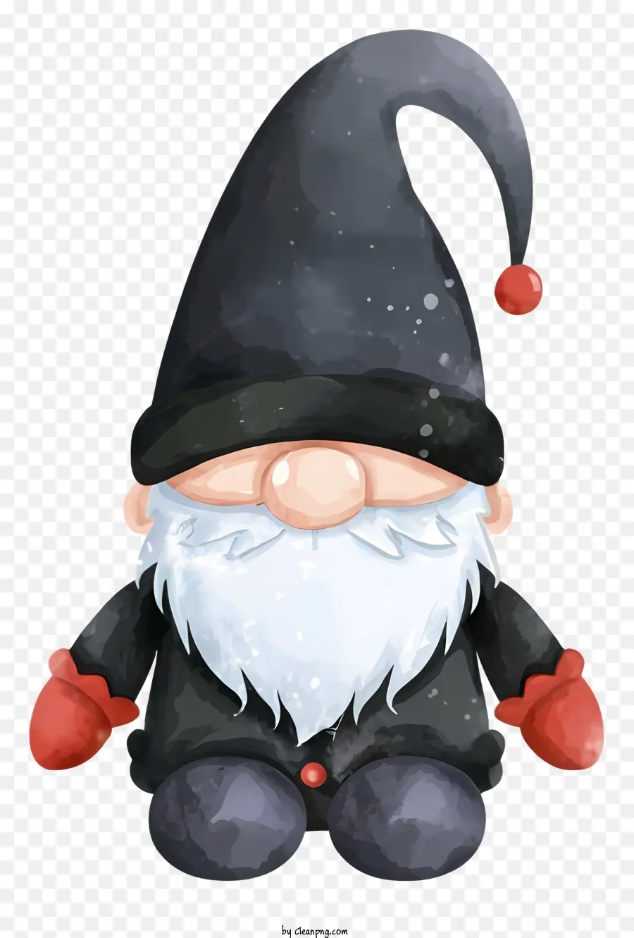 gnome mischievous gnome black and red outfit black hat white hair