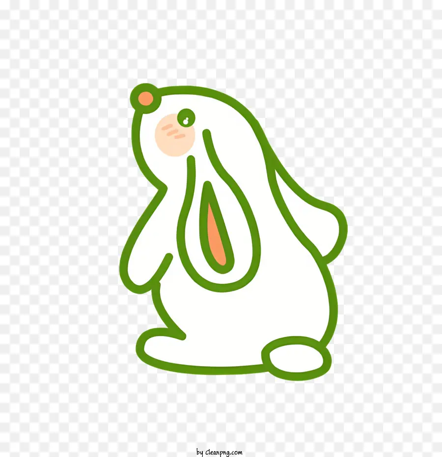 Bunny Mũ màu xanh lá cây dễ thương ngồi thỏ yên bình, chú thỏ hạnh phúc - Happy Bunny đội mũ màu xanh lá cây ngồi yên bình