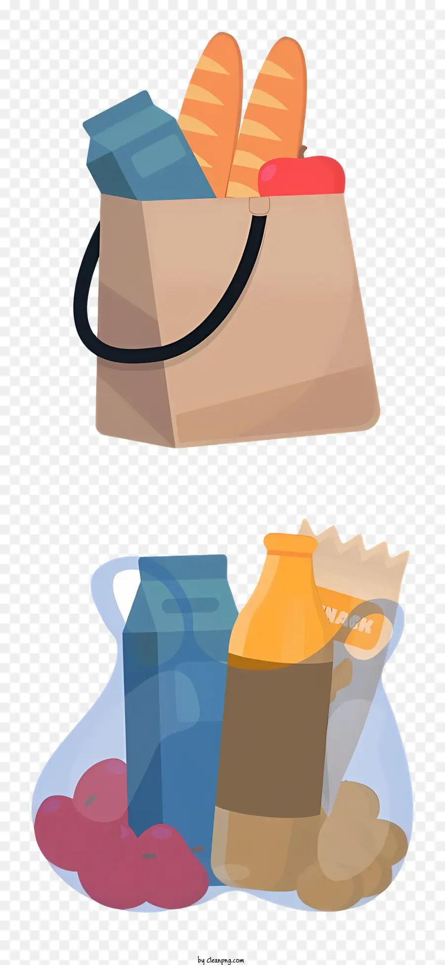 Einkaufstasche - Transparente Einkaufstasche mit Brot, Käse, Mayonnaise