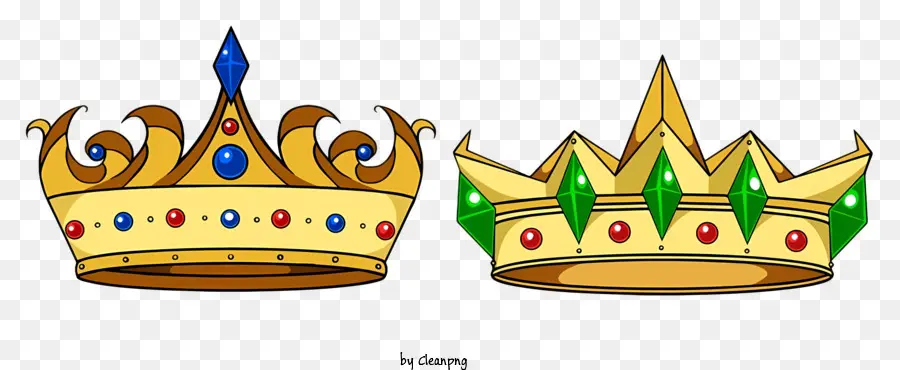 corona in oro - Due corone con pietre preziose su sfondo nero