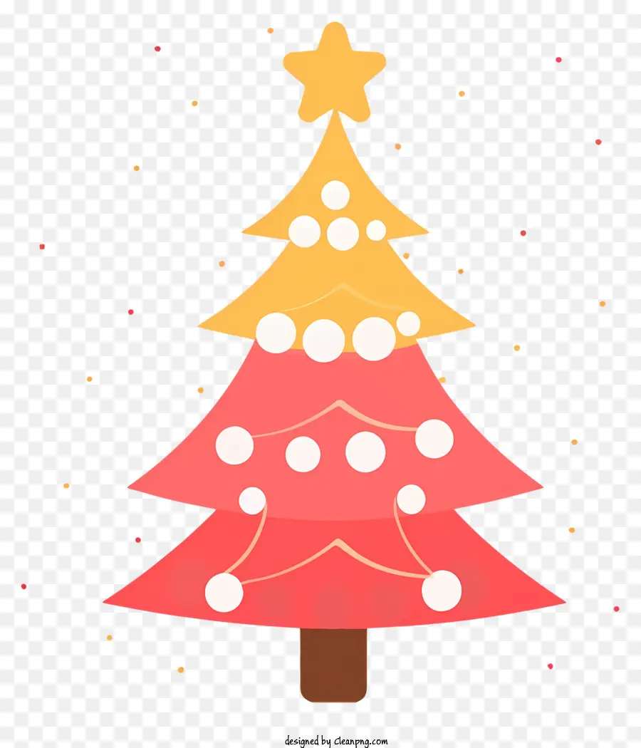 Weihnachtsbaum - Roter und gelber Weihnachtsbaum mit Schneeflocken
