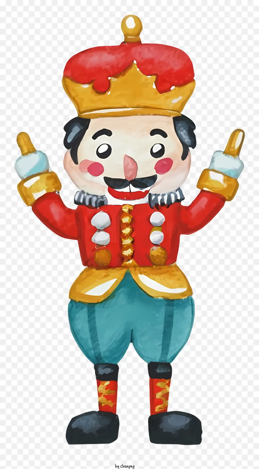 pittura ad acquerello clown circo costume colorato in rosso e blu stivali gialli a strisce a strisce - Pittura ad acquerello del clown vittorioso nel circo