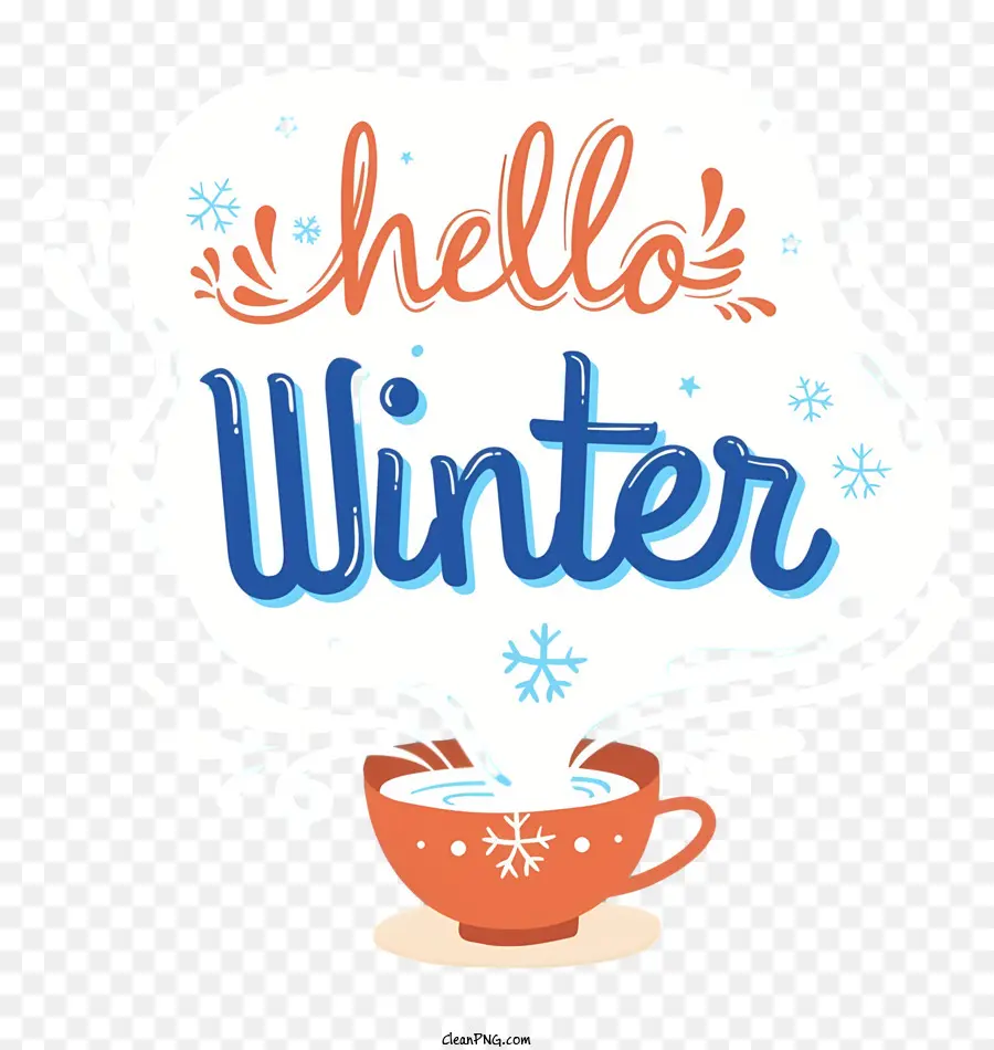 xin chào mùa đông - Cà phê cốc với Steam và văn bản 