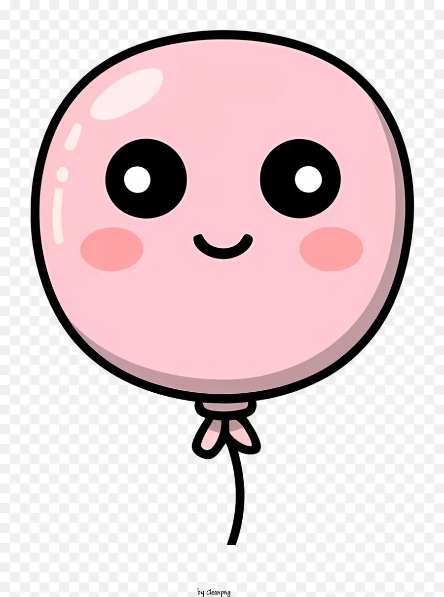 rosa Ballon - Neugieriger rosa Ballon mit Lächeln, schwarzer Hintergrund