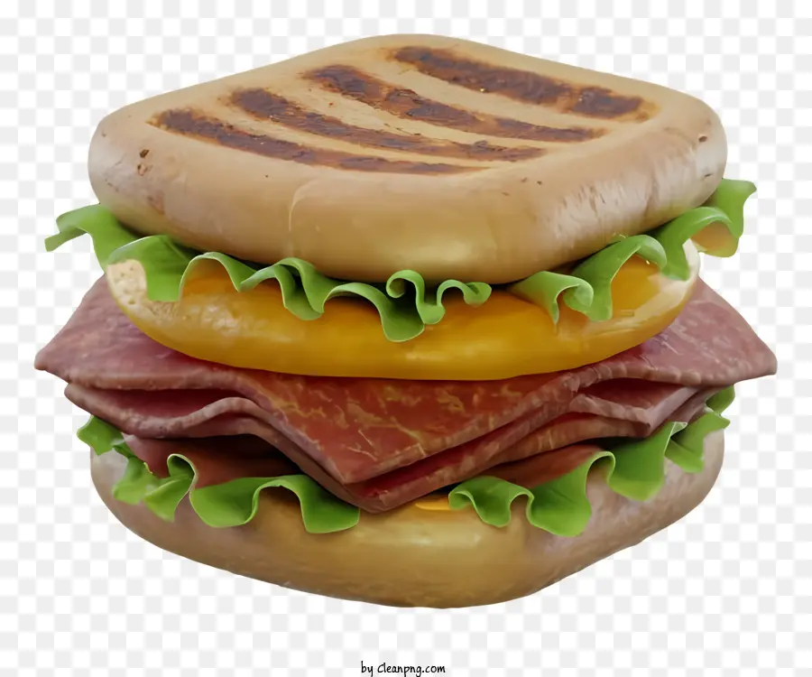 Hamburger - Sandwich di hamburger alla griglia con formaggio, lattuga e pomodoro