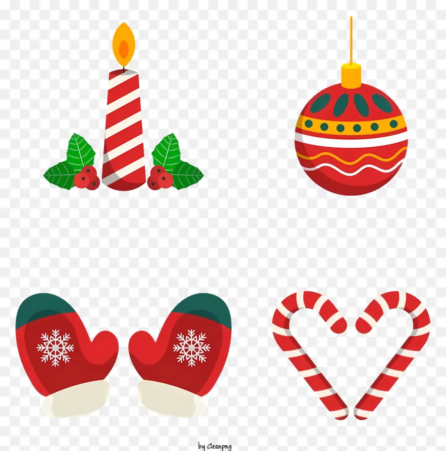 Zuckerstange - Weihnachtsszene mit Snowman, Candy Cane, Kerze