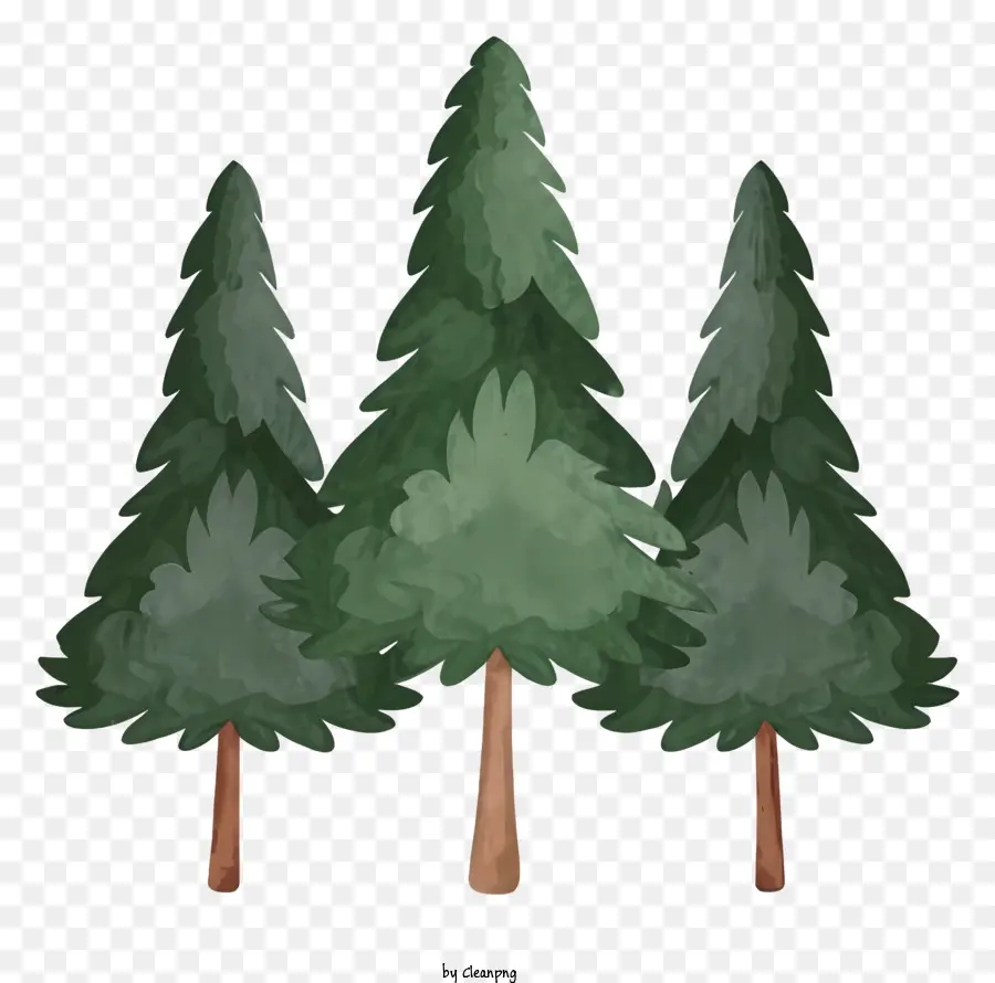 Cây trunks màu xanh lá cây không có cành cây - Ba cây không lá xanh với nhiều thân cây