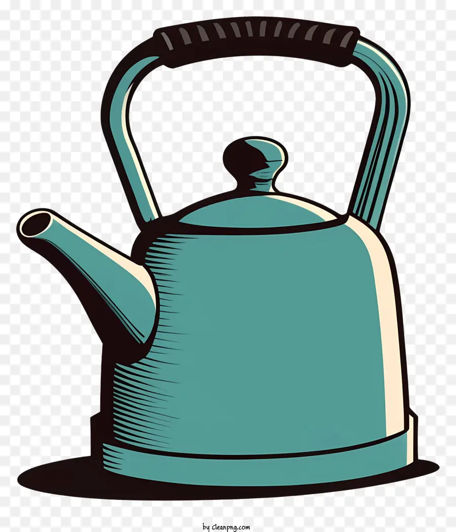 blue kettle vintage design vintage look black handle rounded shape