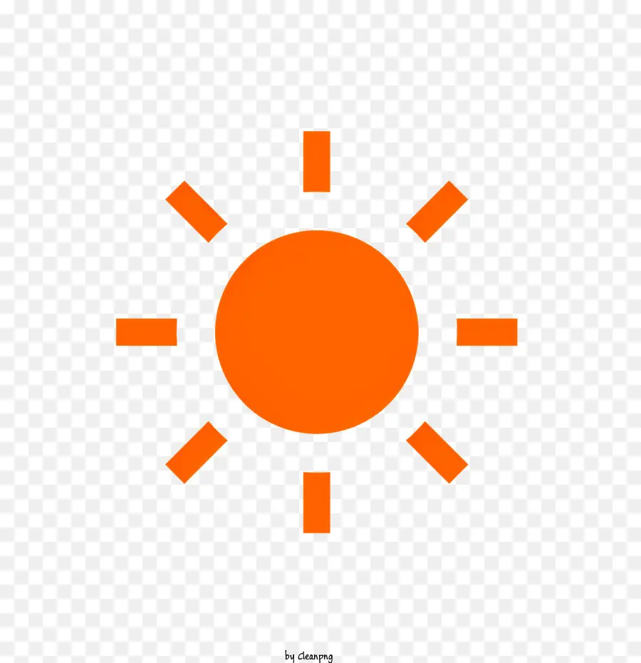 Biểu tượng ánh nắng mặt trời - Biểu tượng mặt trời màu cam đơn giản với các tia trên nền đen