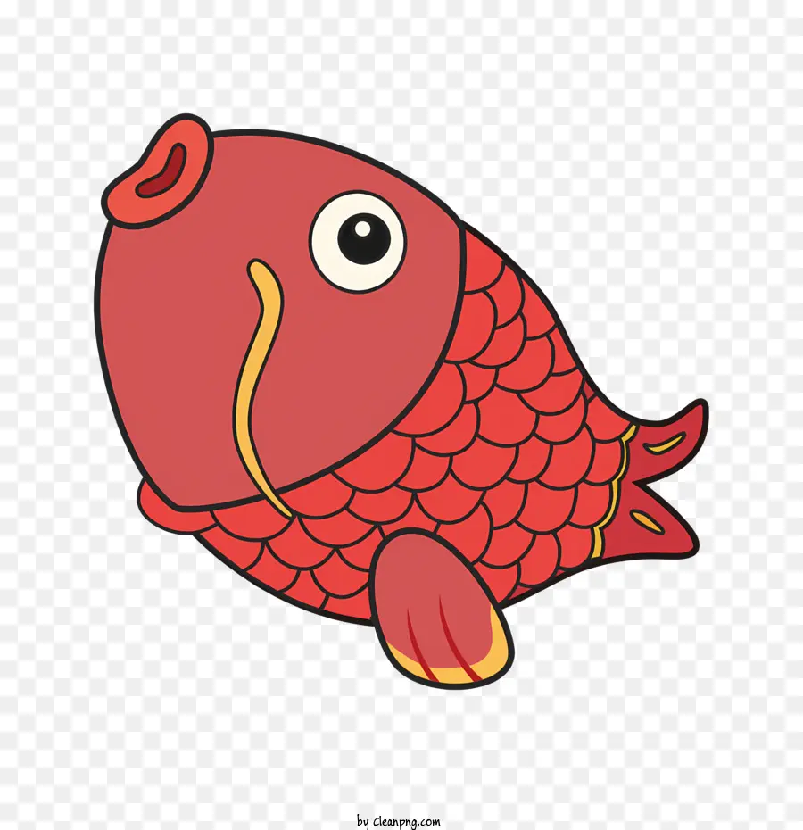 Goldkette - Roter Fisch mit offenem Mund, Goldkette, isoliert