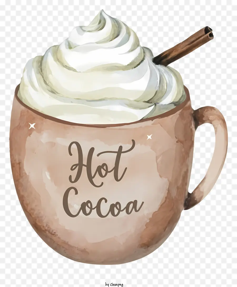 Sticchi di cannella cioccolata calda tazza di cacao calda di tazza marrone cioccolata calda - Cacao caldo con bastoncini di cannella in una tazza