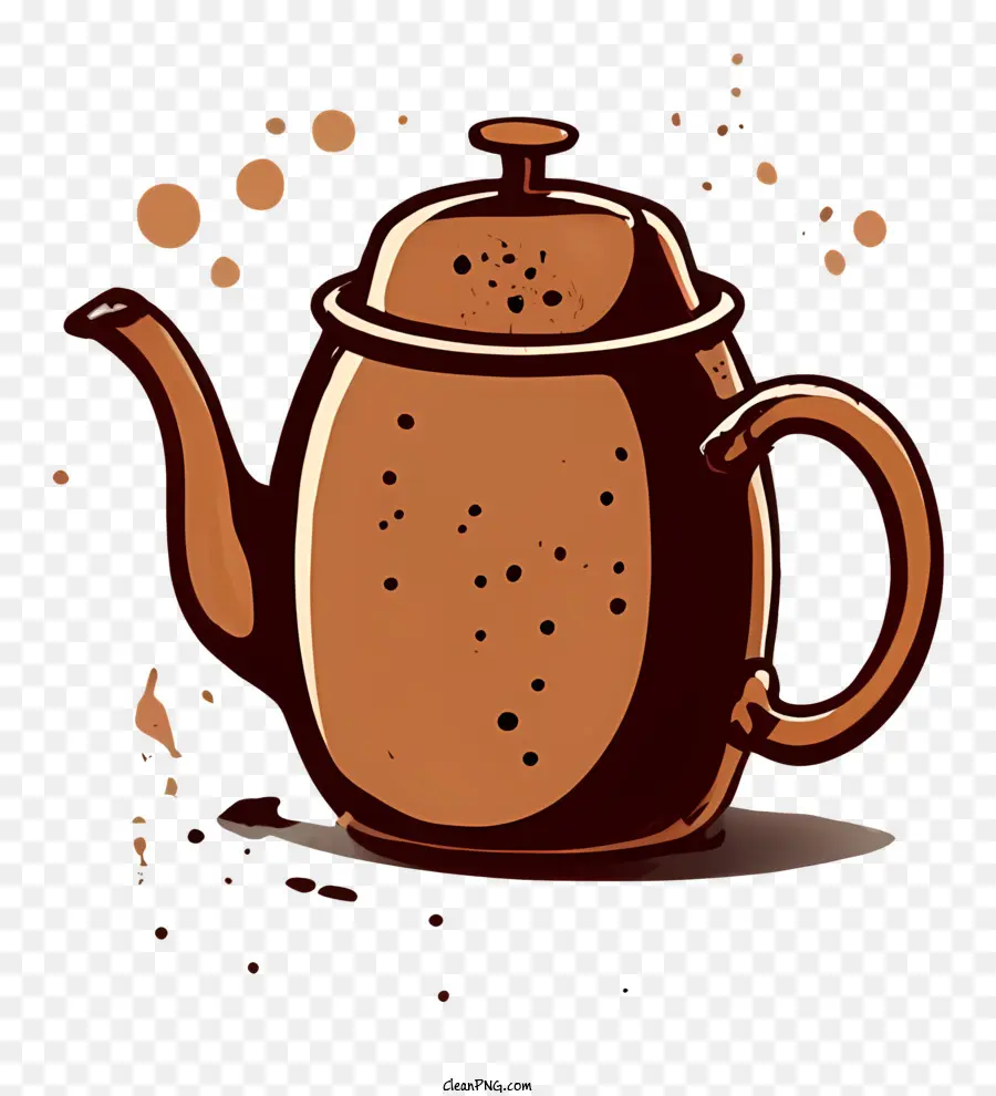 ấm trà màu nâu ấm trà cổ điển ấm trà - Ấm trà nâu cổ điển với vòi kim loại, tay cầm bằng gỗ
