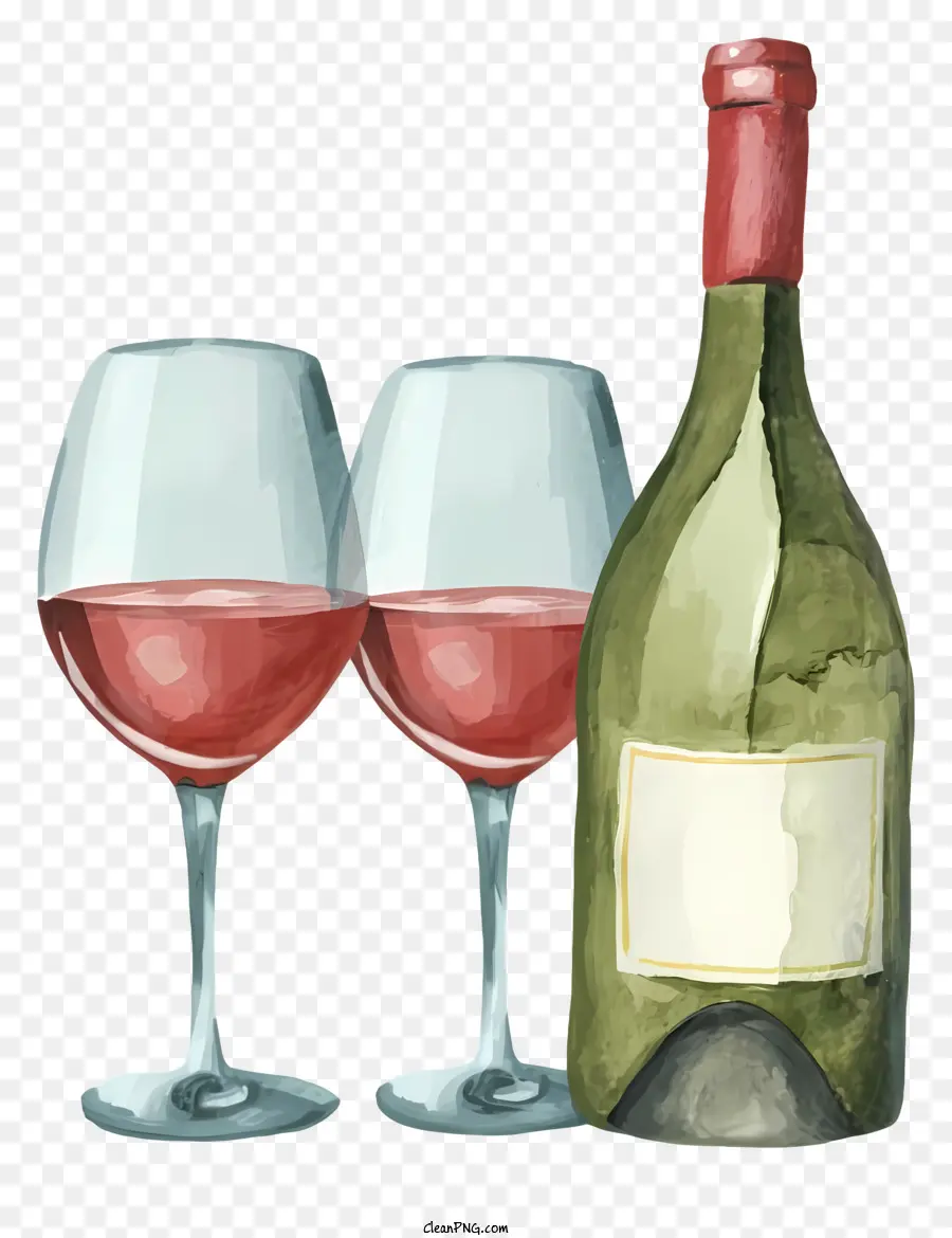 Wein Rotweingläser Weinflasche Kork Kork - Weingläser, Flasche und schwarzer Hintergrund
