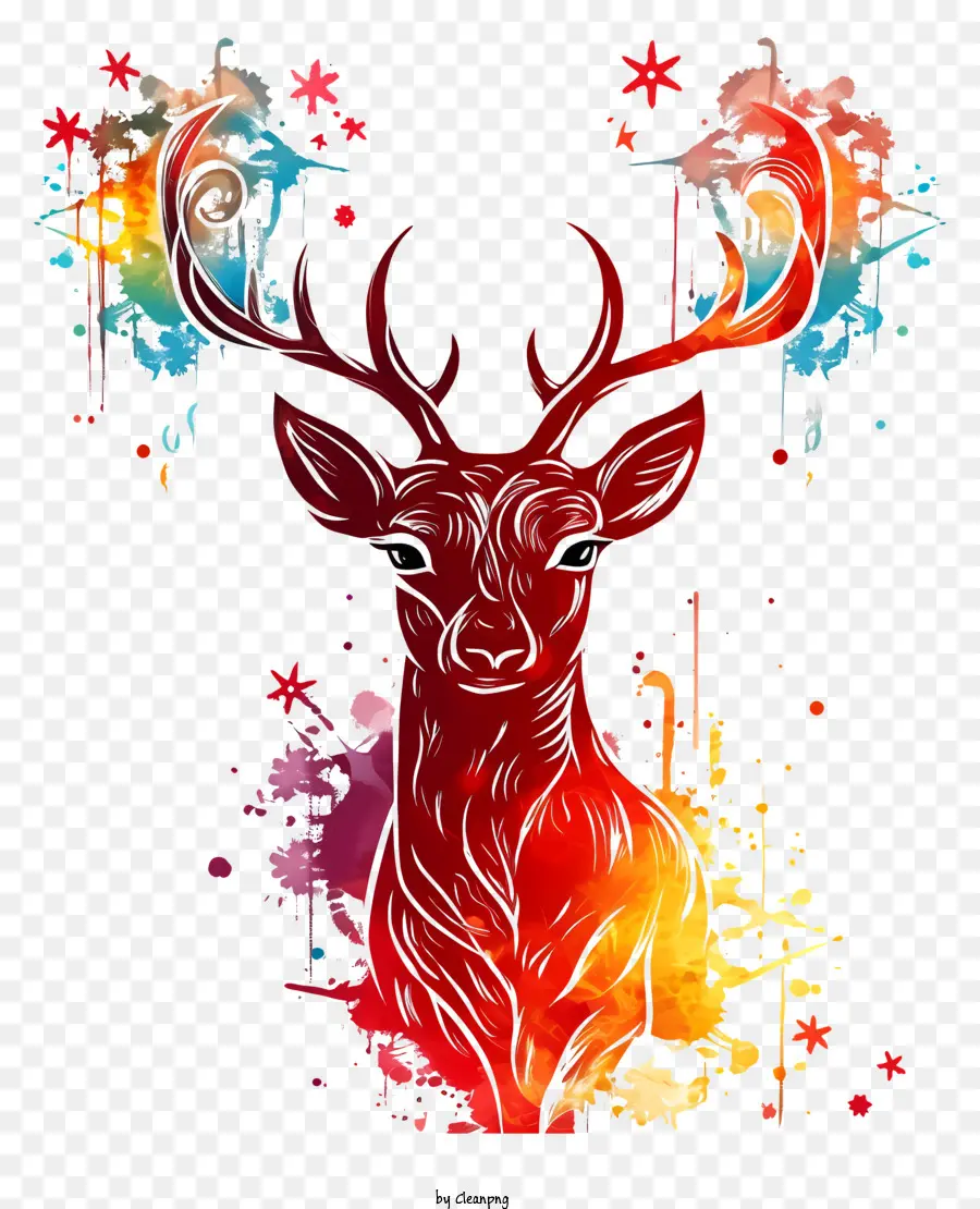 colorful deer bubbly splatters animal shapes vegetable shapes vibrant colors
