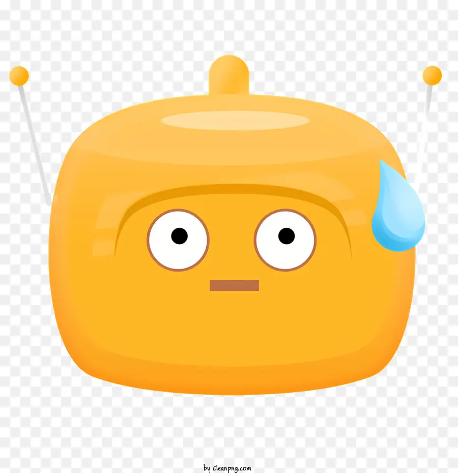 traurige Cartoon-Figur tränenartigäugige Zeichentrickfigur Roboter-Cartoon-Figur sphärischer Roboter Charakter Sad Smiley Gesicht - Trauriger Roboter mit Tränen und Wassertropfen