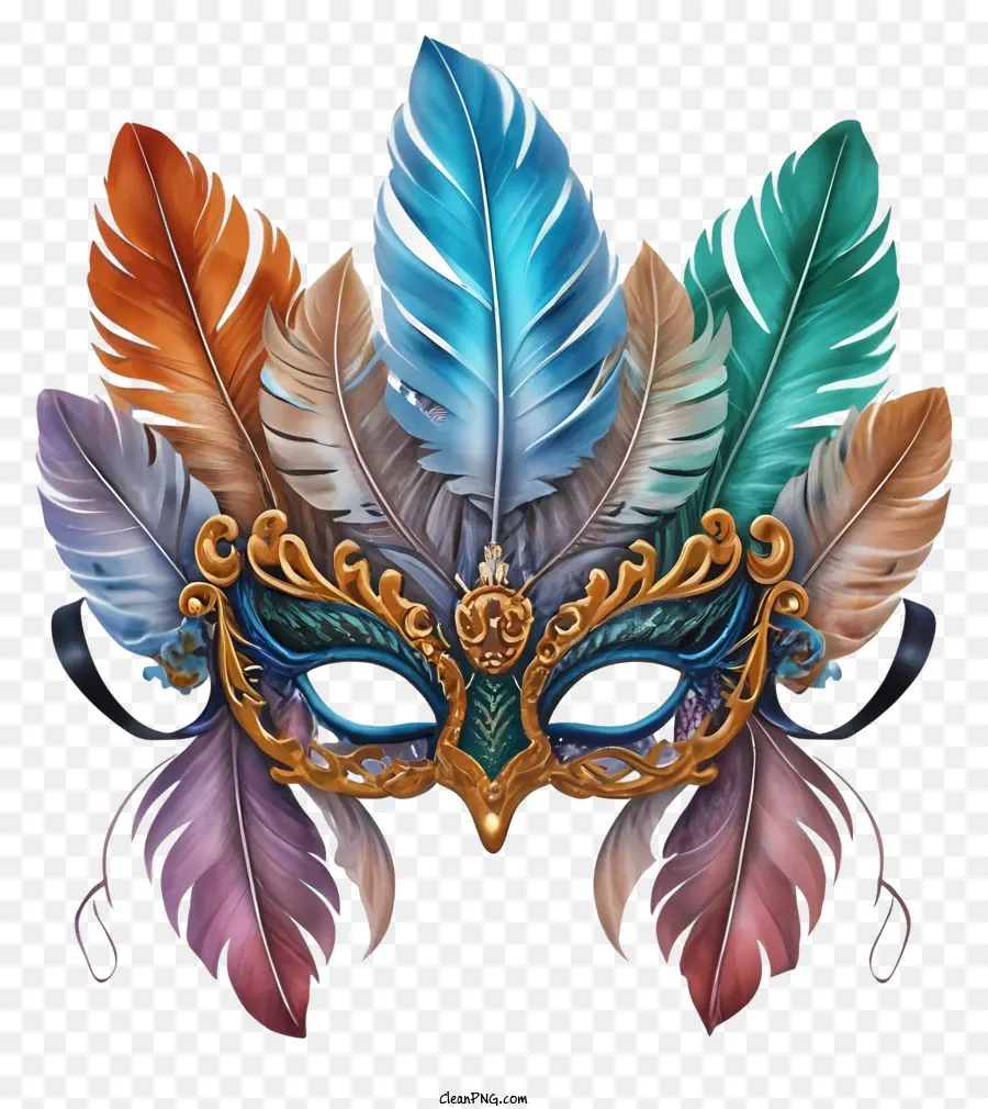 ornato cornice - Maschera colorata con design di piume e cornice ornata
