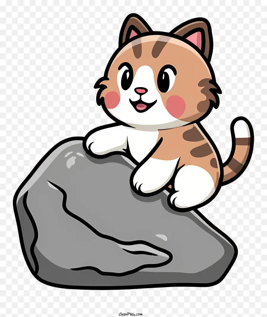 cartoon Katze - Cartoonkatze auf felsiger Oberfläche sitzt
