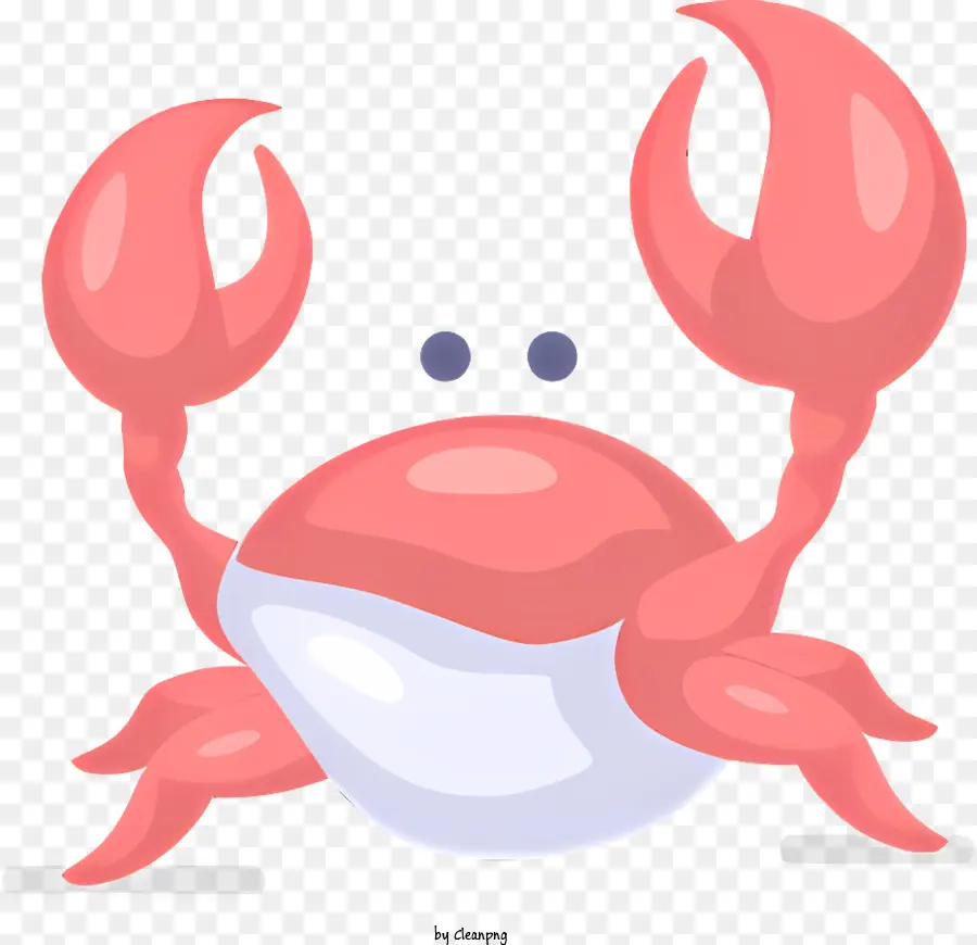 Canna di cartoni animati Crab rosa Crabo cartone animato con granchio di braccia tese in posizione fetale - Granchio cartone animato con braccia tese e occhi chiusi