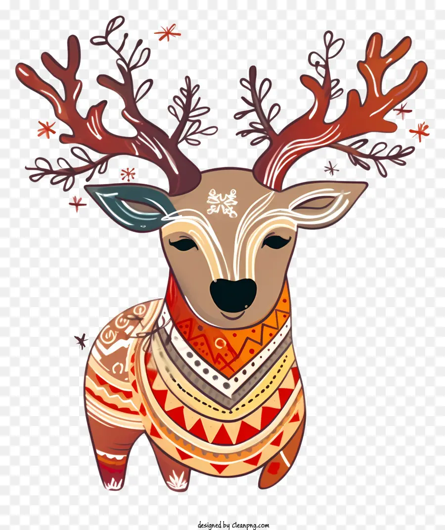forme geometriche - Cervo con corna grandi, che indossa un copricapo colorato