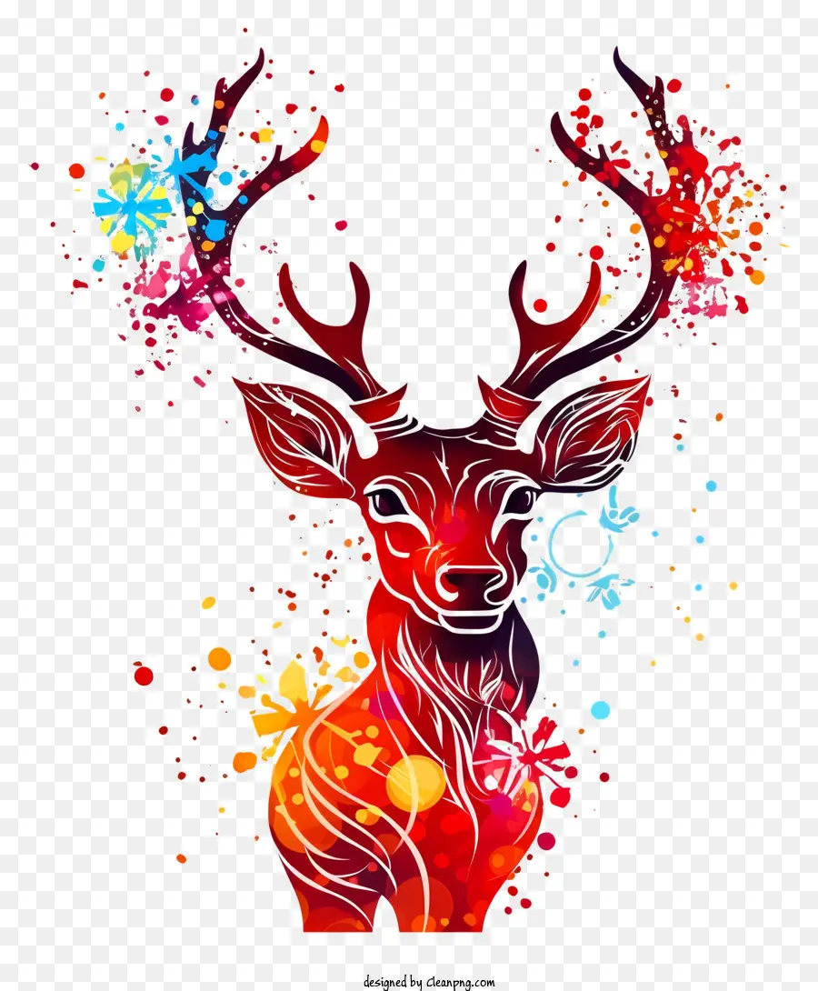 cervo con disegni floreali di cervo colorato cervo floreale - Deer vibrante e ruggente con disegni floreali