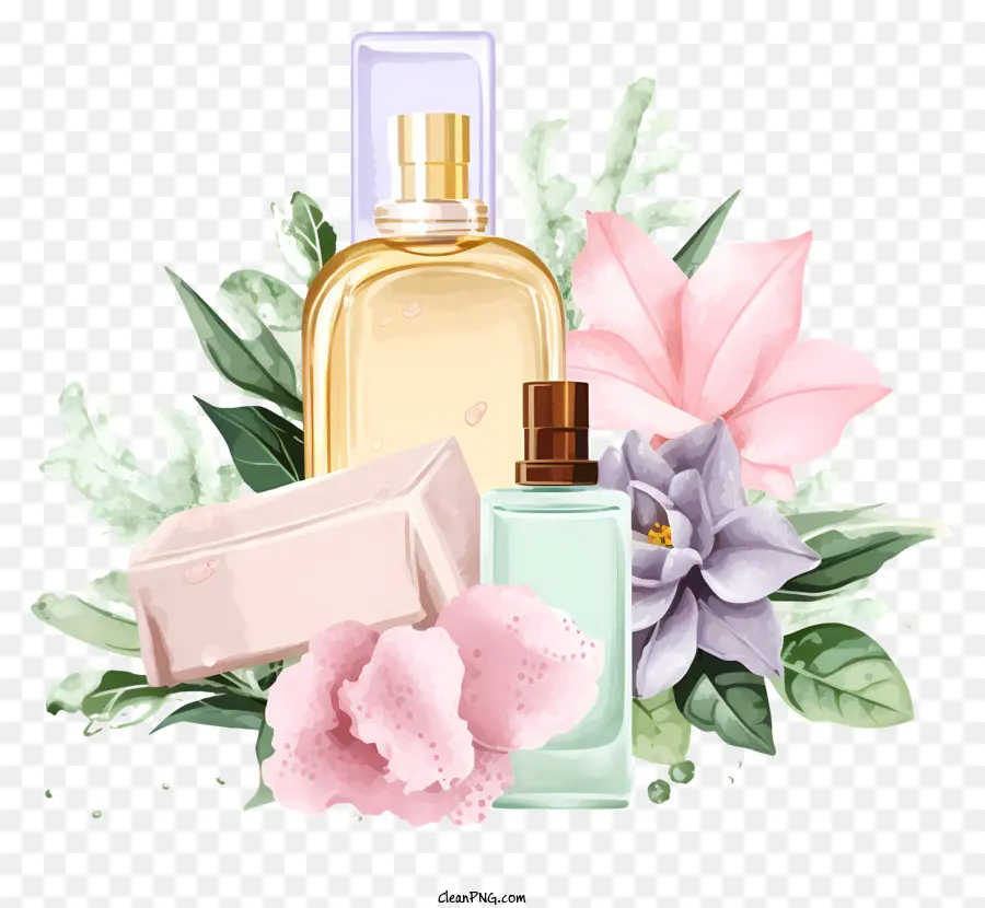 vintage perfume bottle floral perfume feminine fragrance elegant perfume watercolor design
