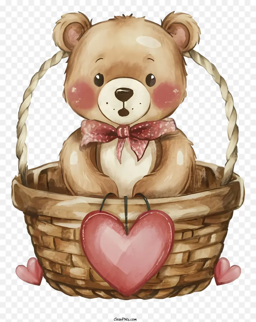 Valentinstag - Romantischer Bär im Korb mit Herz: Entzückend und geeignet für Anlässe