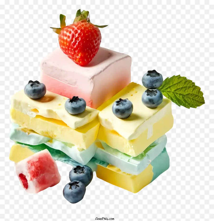 gelato - Sapori di gelato impilati con condimenti e menta