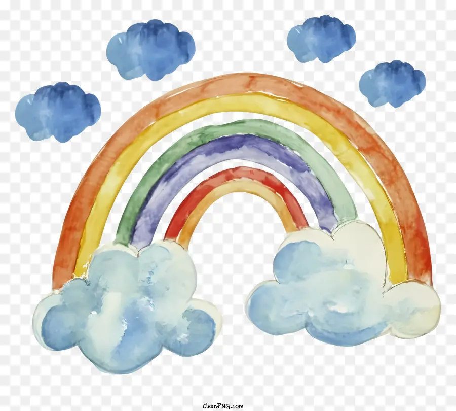 arcobaleno - Arcobaleno con nuvole e spettro colorato, pittura ad acquerello