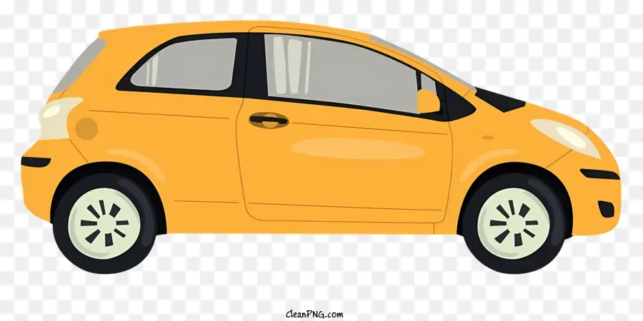 small yellow car compact vehicle easy to park small size easy to spot