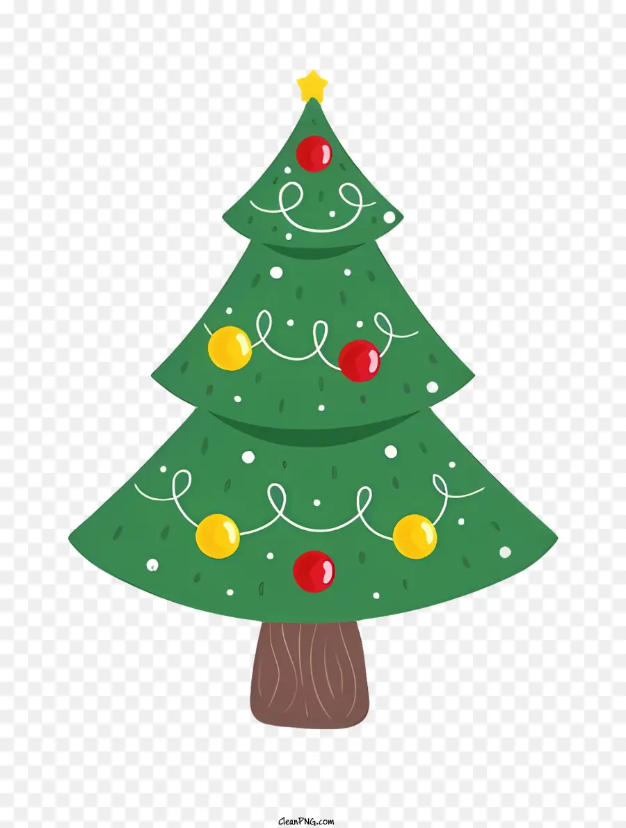 Christbaumschmuck - Grüner Weihnachtsbaum mit Ornamenten auf Schwarz