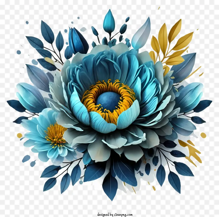 fiore blu - Fiore blu con centro giallo circondato da altri
