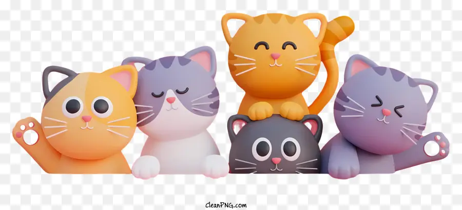 Katzen lächeln Kreis Pfotenkragen - Buntes Cartoonkatzen in einem spielerischen Kreis