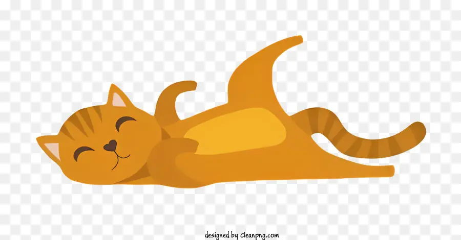 cartone animato gatto - Cartoon Orange Cat sdraiato sulla schiena