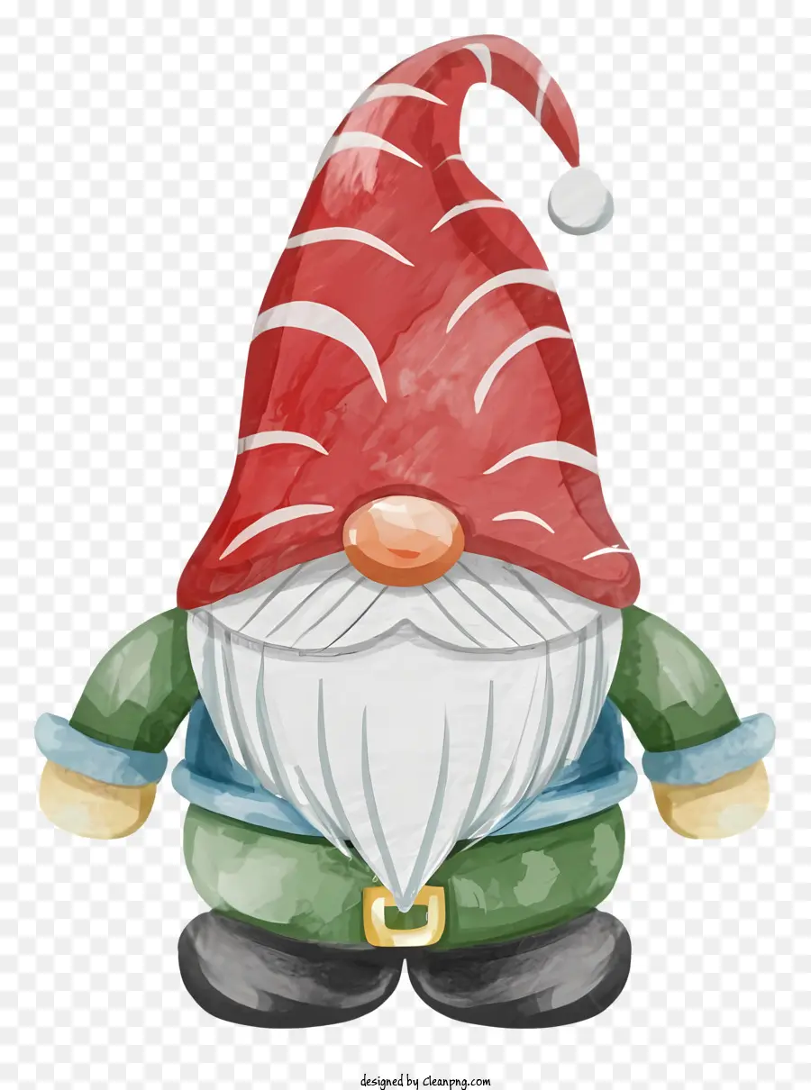 cartoon gnome red and green hat green shirt white buttons green band