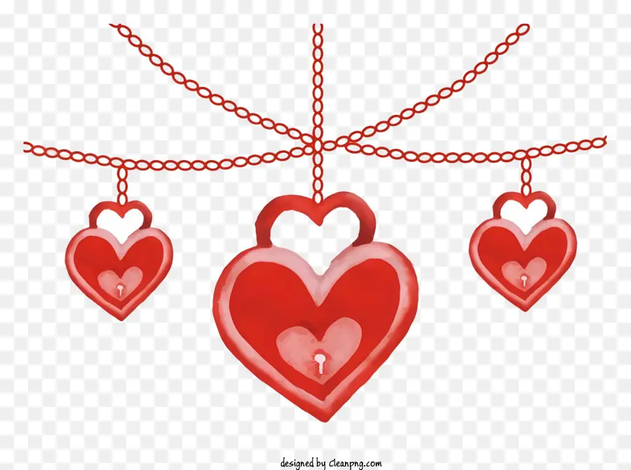 Treo trái tim chuỗi nền đen nền đỏ trái tim nhỏ màu trắng - Trái tim đỏ với trái tim và đôi mắt nhỏ màu trắng