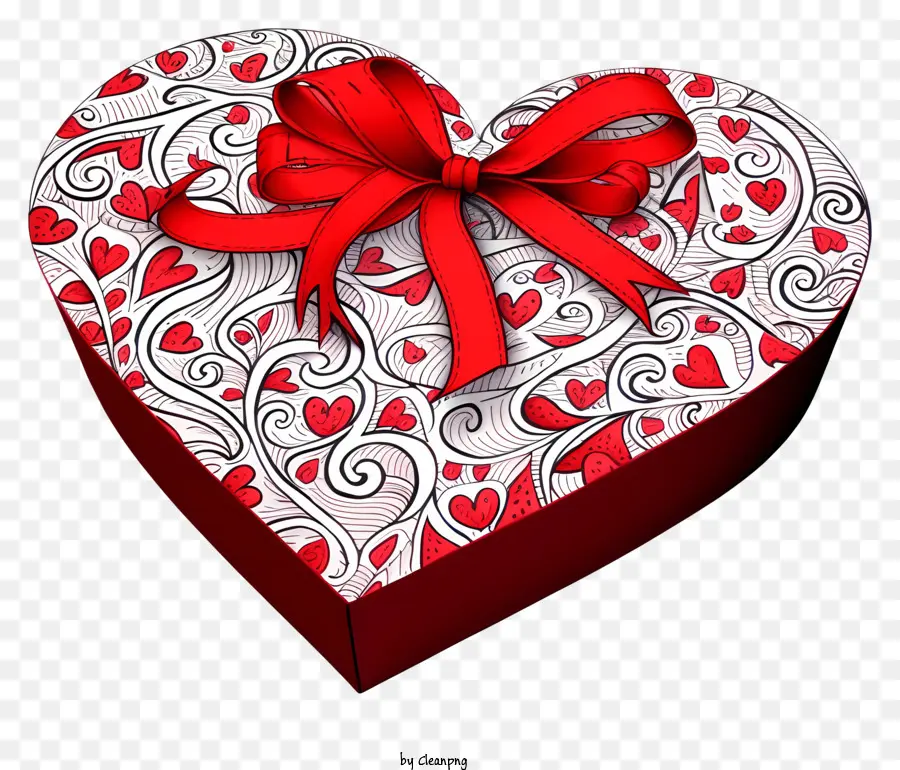 hộp quà - Hộp hình trái tim với cây cung màu đỏ và xoáy