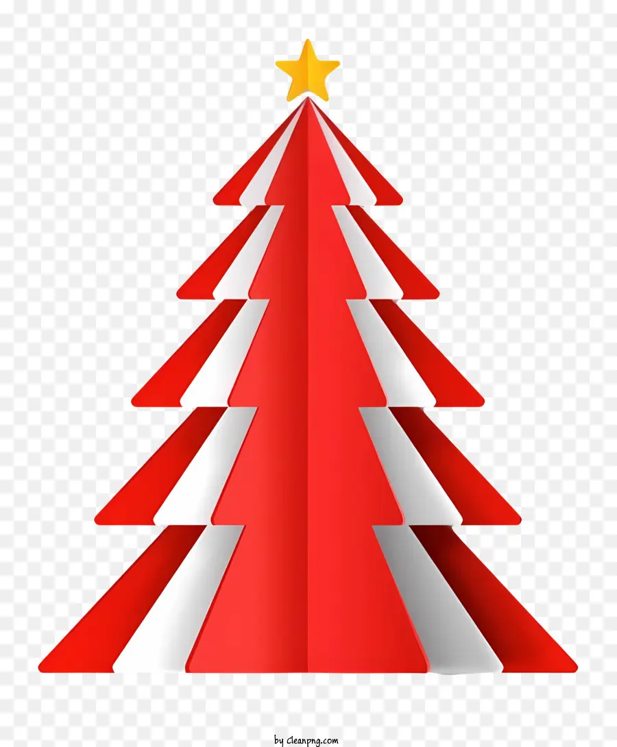 albero di natale - Albero di Natale di carta grattugiata rossa e bianca con stella