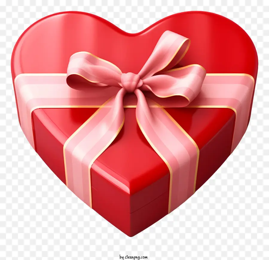 Rotherzförmige Kiste Valentinstag Bild Elegantes Design Rotes Karton Herz weiße Band Wickt - Rote Herzkiste mit weißem Band, elegantes Design