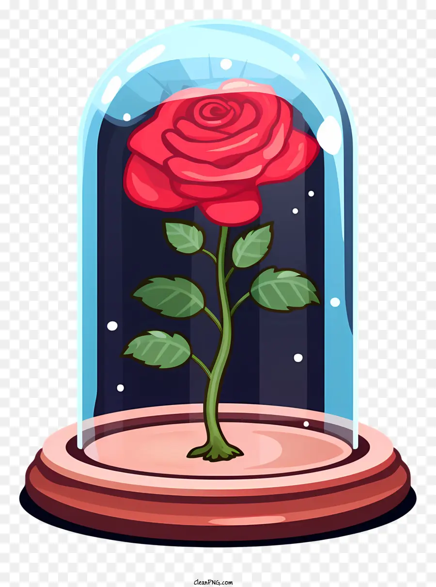 rote rose - Rote Rose in Glaskuppel auf Sockel