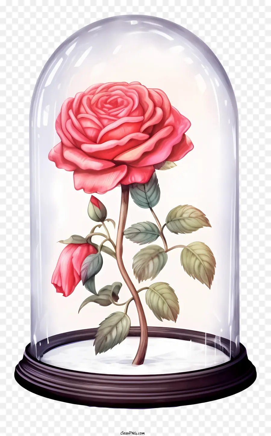rosa rose - Nahaufnahme rosa Rose im Glasglockenglas